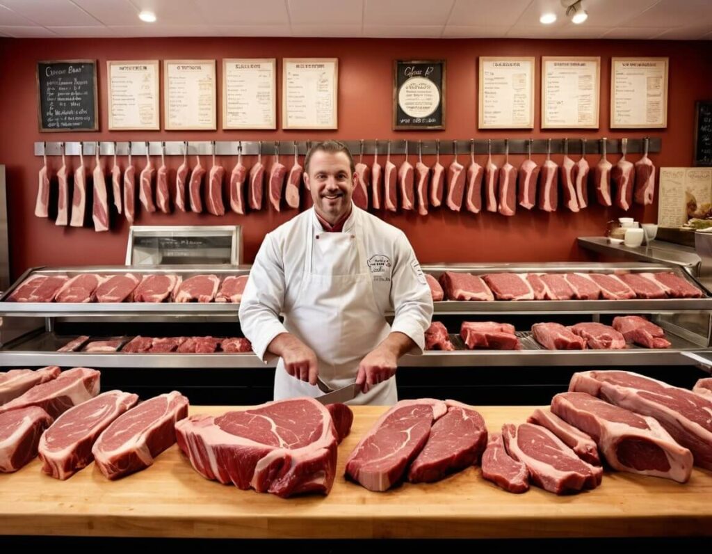 Cuts of Beef Showing Sirloin Different cuts of beef with sirloin labeled