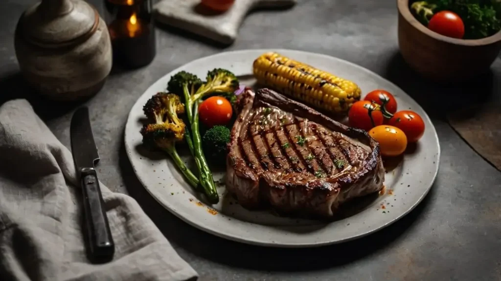 Grilled T-Bone Steak Grilled T-bone steak with vegetables