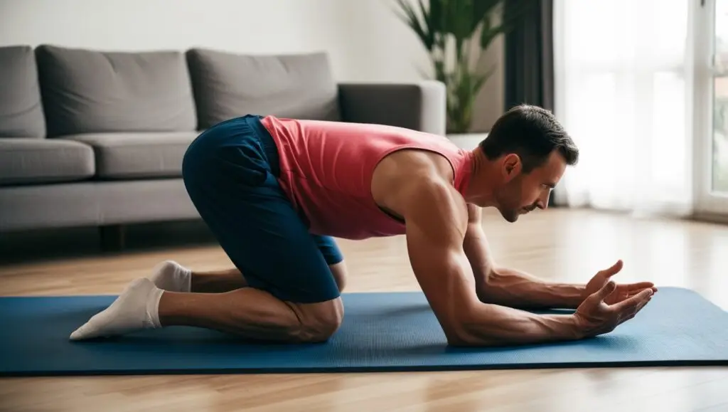 How to Perform Glute Bridges at Home Man performing glute bridge exercise, demonstrating the correct form with hips lifted