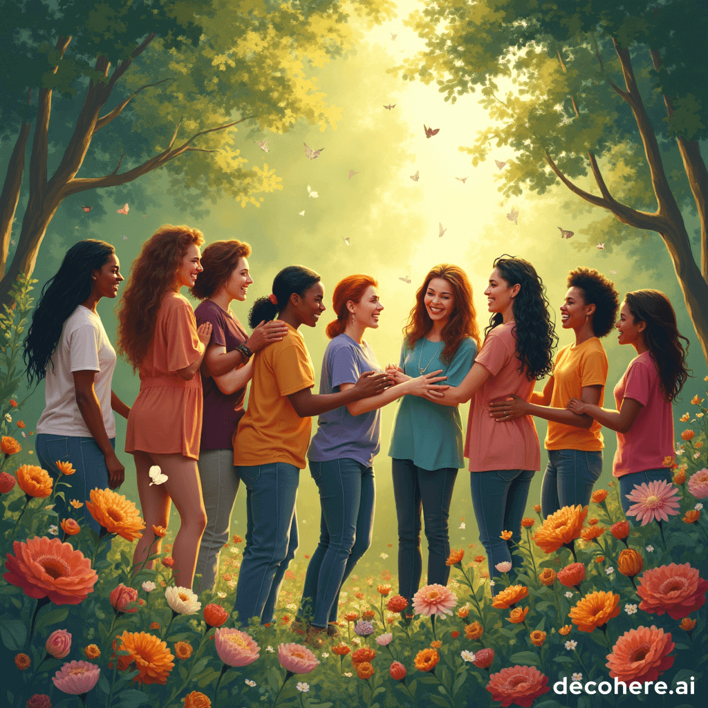 The Power of Social Connections Group of people supporting each other, representing positive social connections"
Caption: "Surround yourself with supportive people who uplift your goals